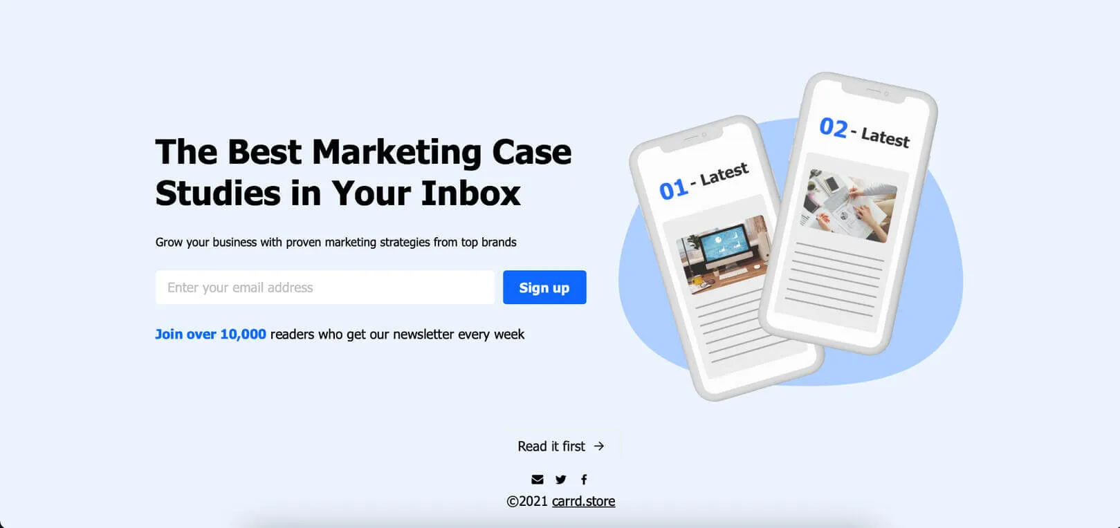 Newsletter Signup Landing Page Carrd.co Template